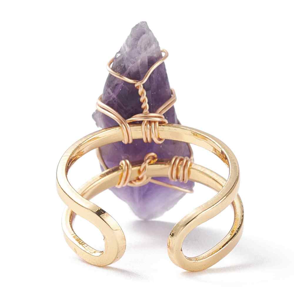 Rough Amethyst Crystal Wire Wrapped Ring