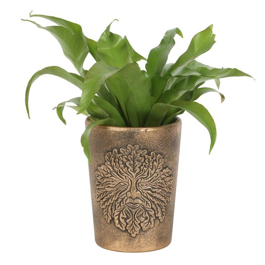 Green Man Bronze Terracotta Plant Pot by Lisa Parker