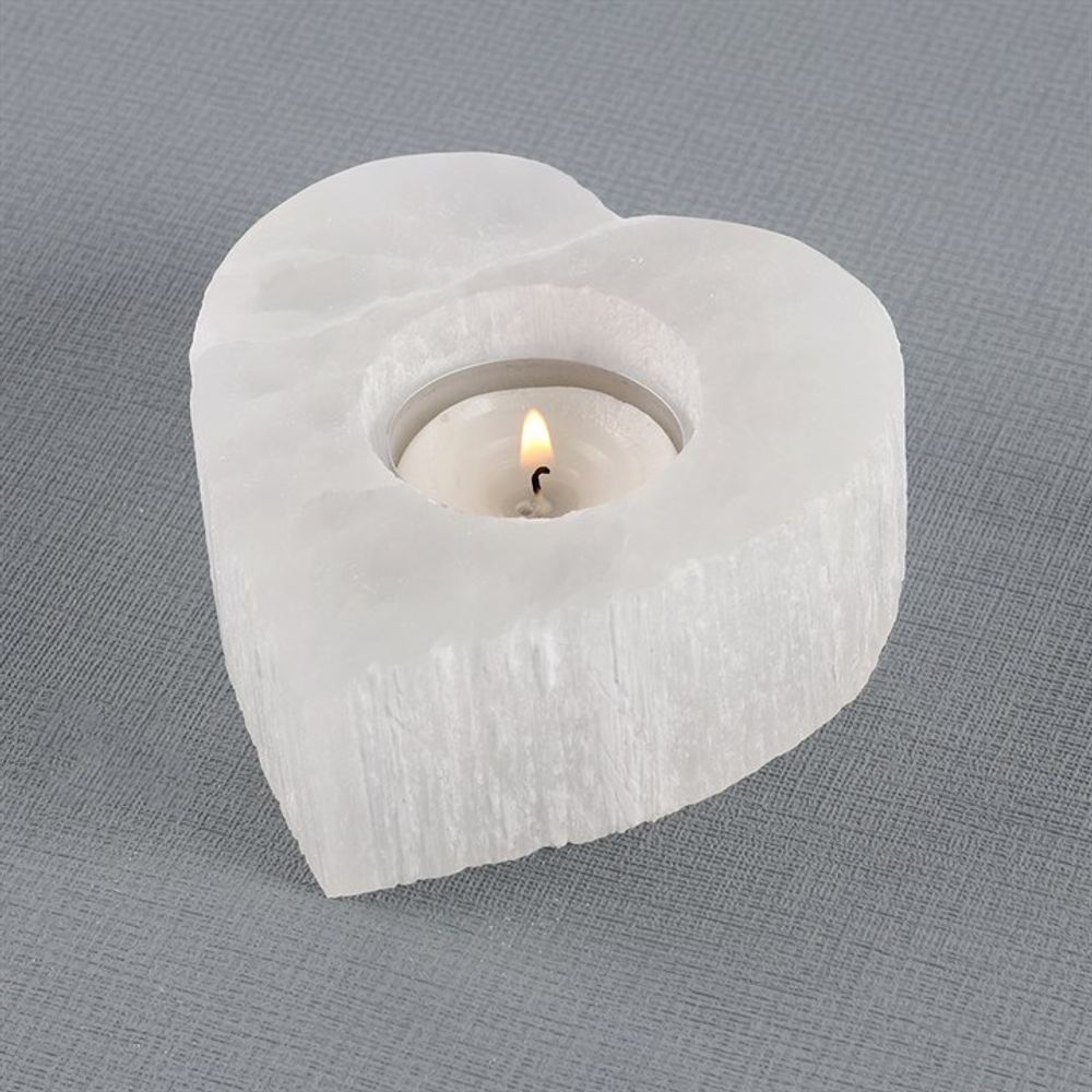 Selenite Heart Tealight Holder