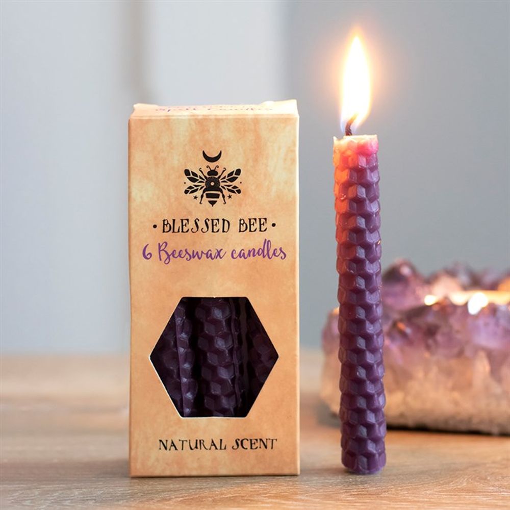 Set of 6 Purple Beeswax Spell Candles